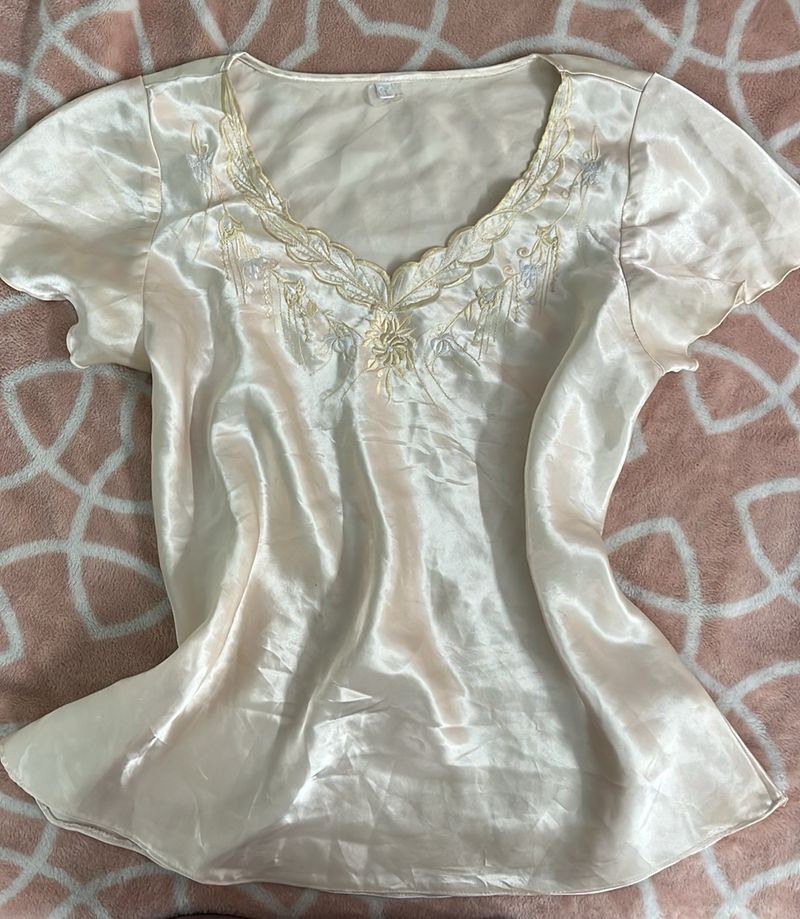 grandma satin top for lounge or sleepwear