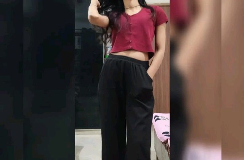 Maroon Colour Crop Top Used Once Or Twice