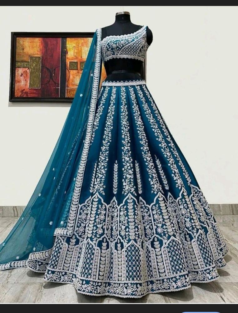 Designer Unstitched Lehenga Blouse Dupatta Set