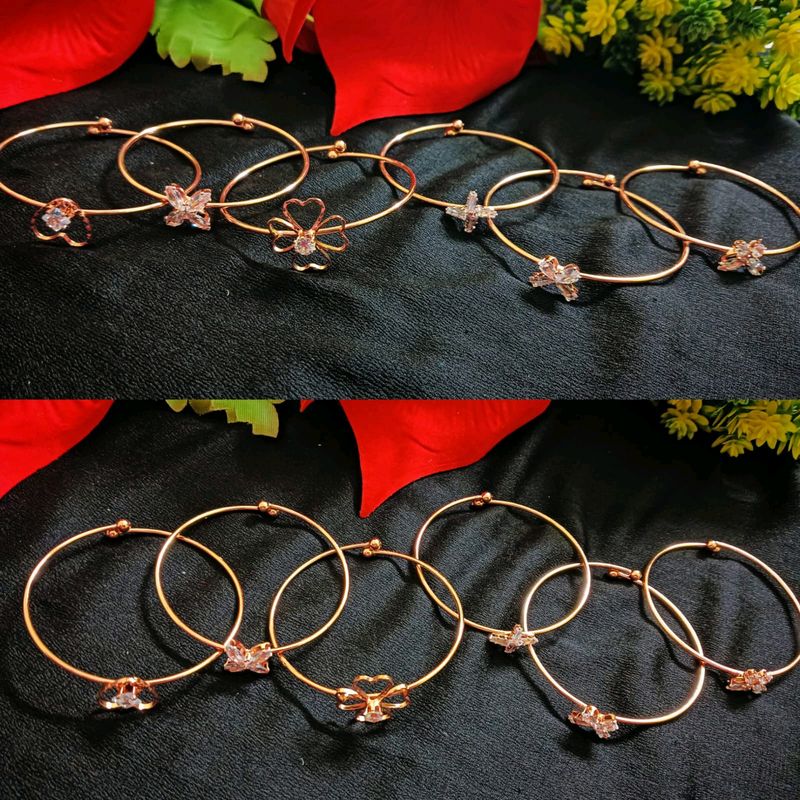 Ad Stone Bracelet|| Rose Gold|| Set Of 2