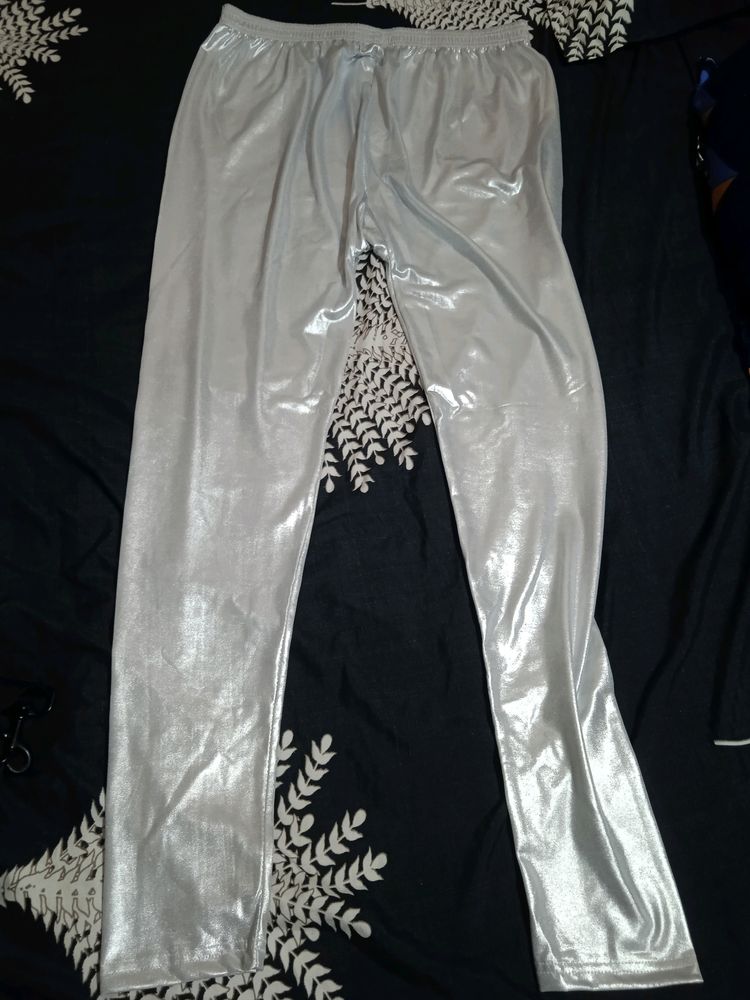 Silver Color Shimmery Leggins