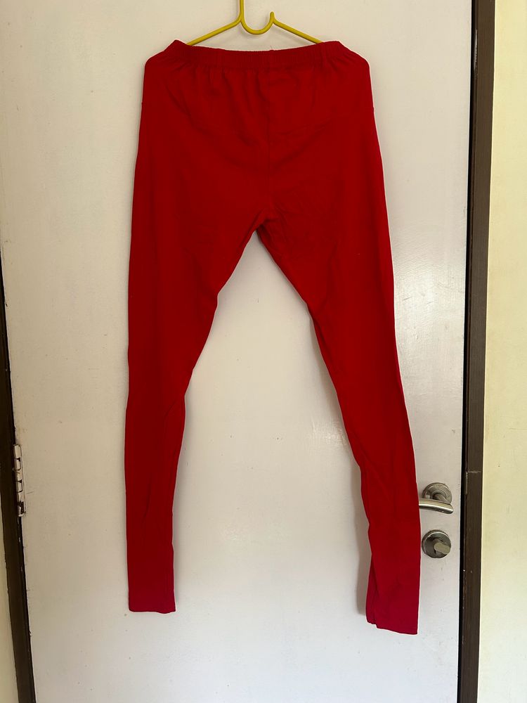 Comfort Lady Cotton Leggings | Free Size | Red