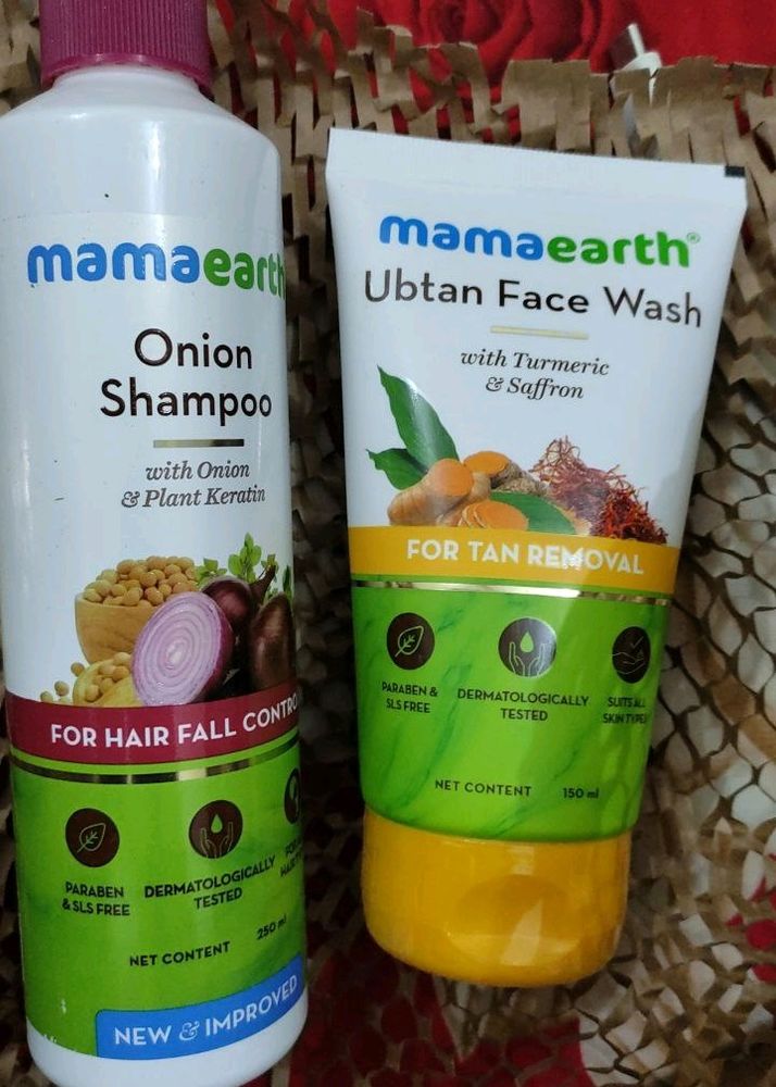 Mamaearth Ubtan Face Wash & Onion Shampoo Combo