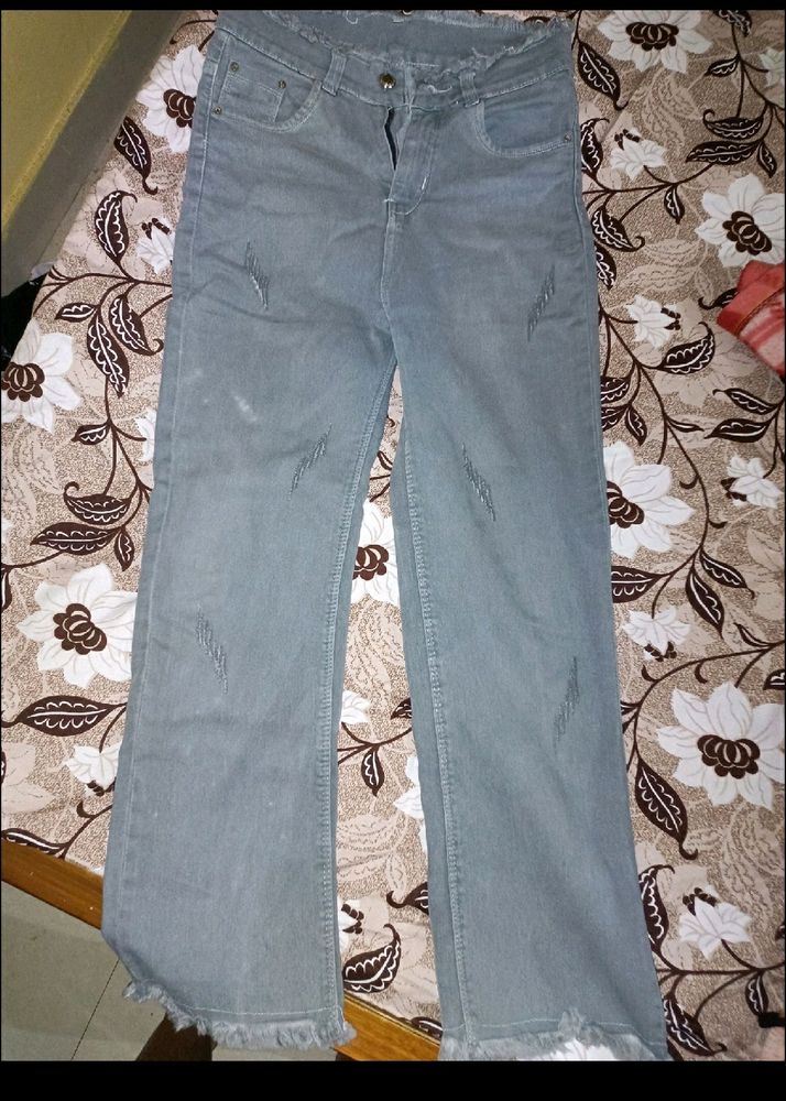 Bootcut Grey Jeans For Girls