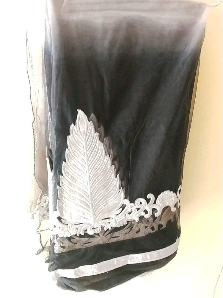 Price Drop!!! Black And Gray Net Saree