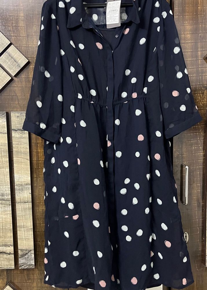 Navy Blue Polka Dot Dress