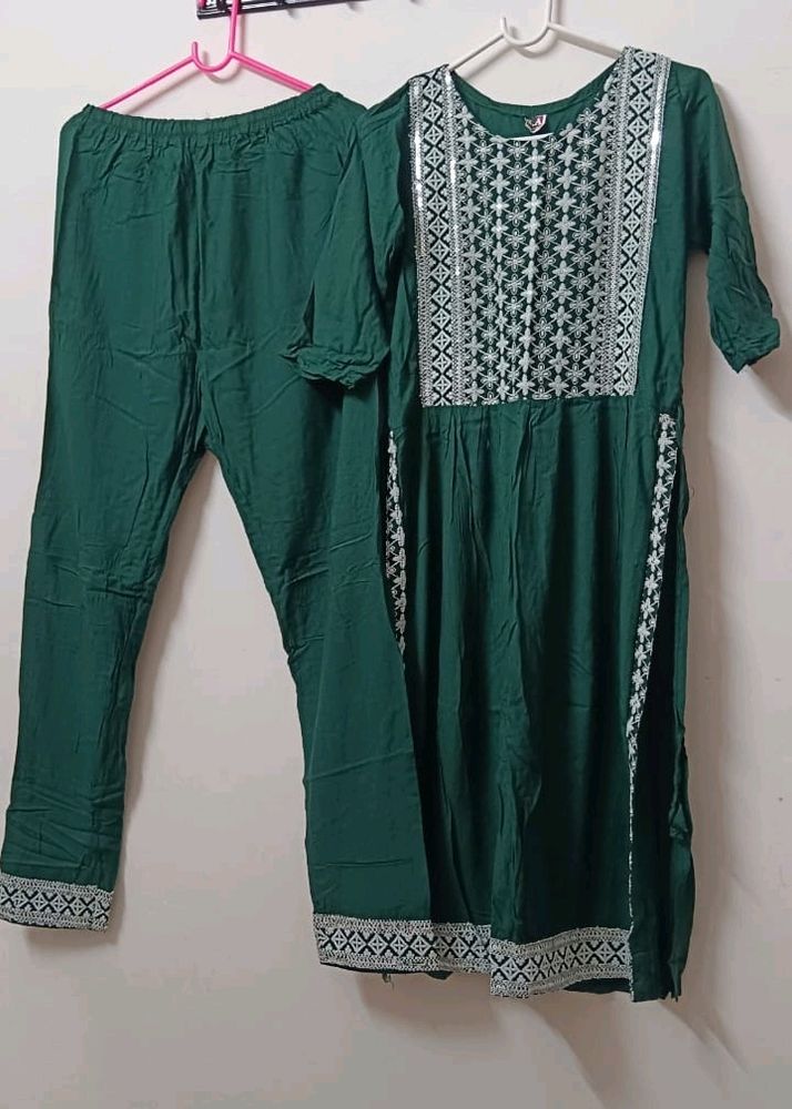 Green Kurti Pant Set