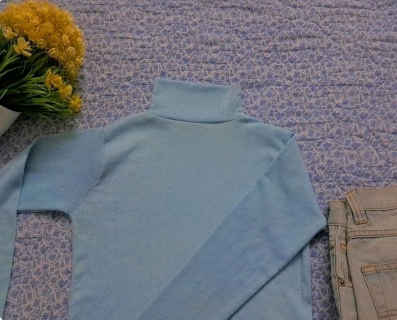 Pretty Pastel Blue Long Sleeved Turtleneck