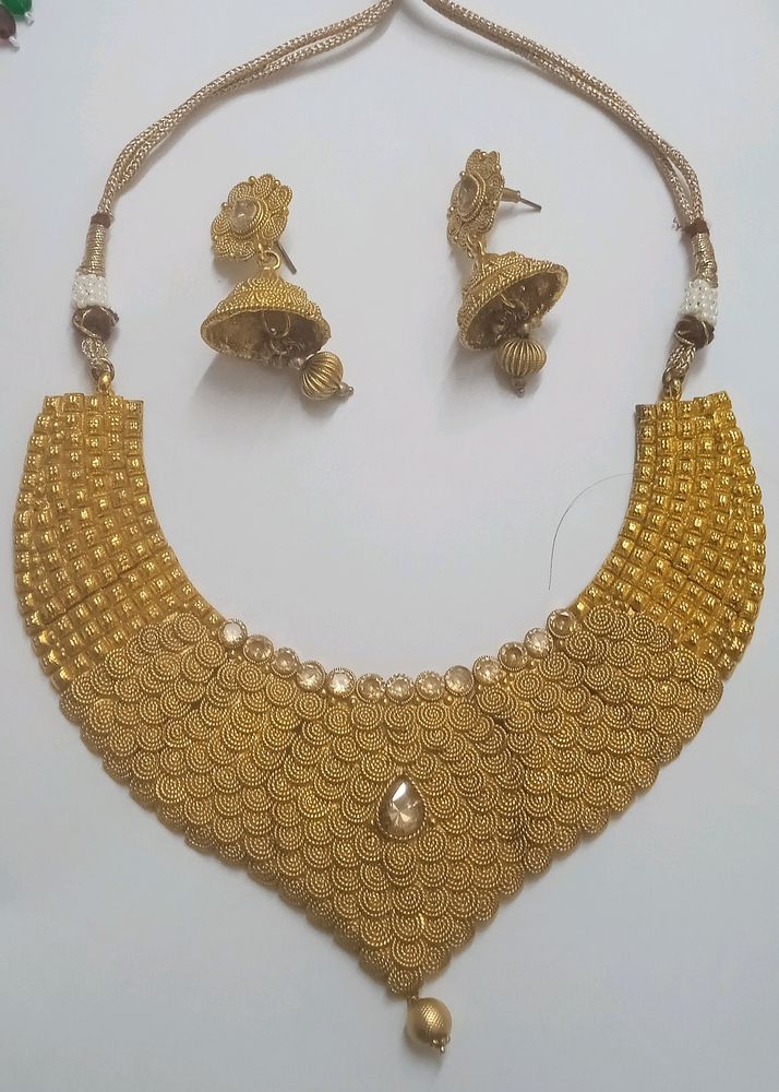 Bridal Gold Plated Fancy Jewellery Set Premium