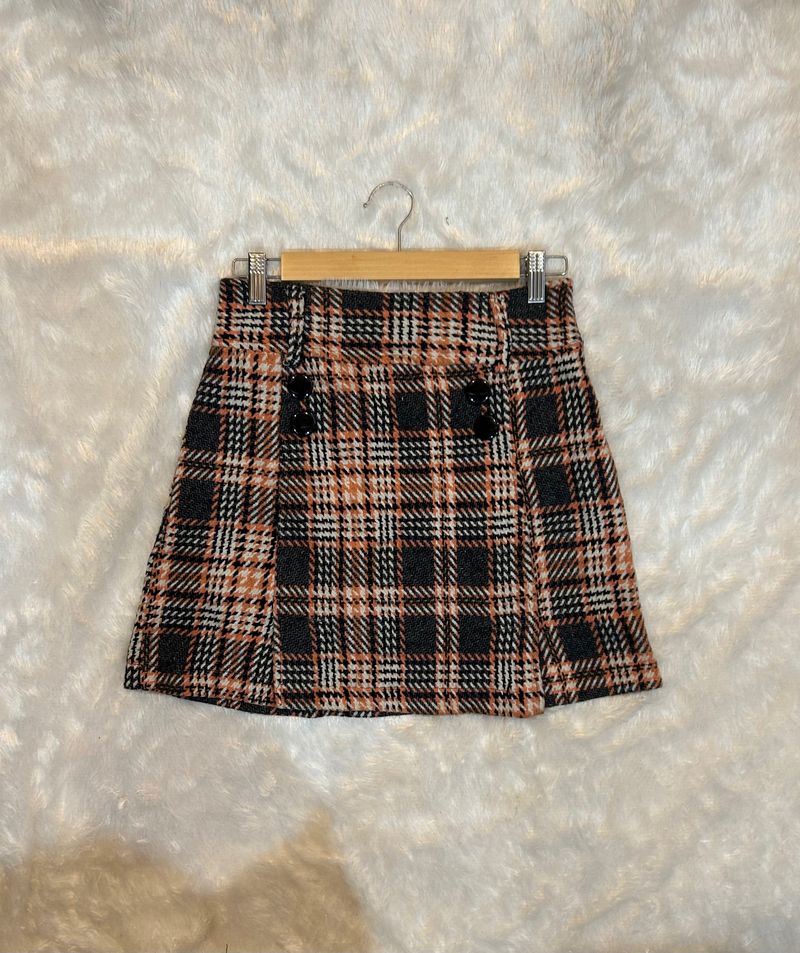 Cheques Print Skirt