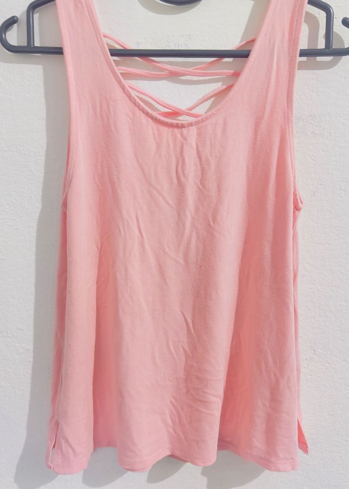 Soft Pink Sleeveless Tank Top with Strappy Back