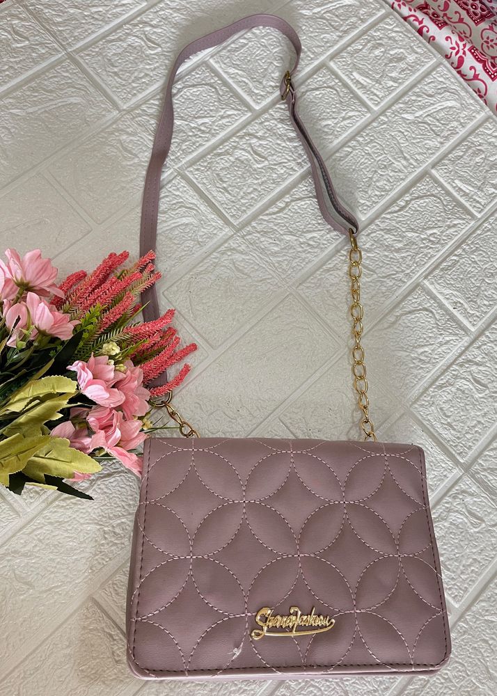 Mauve pink quilted bag