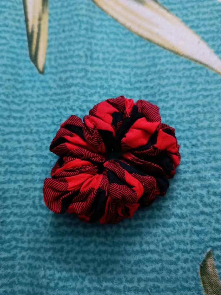 Red And Black Combo Scrunchie