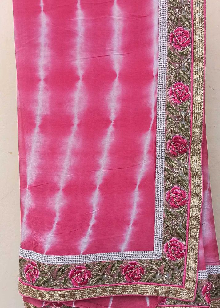 Lehariya Pink Saree With Border