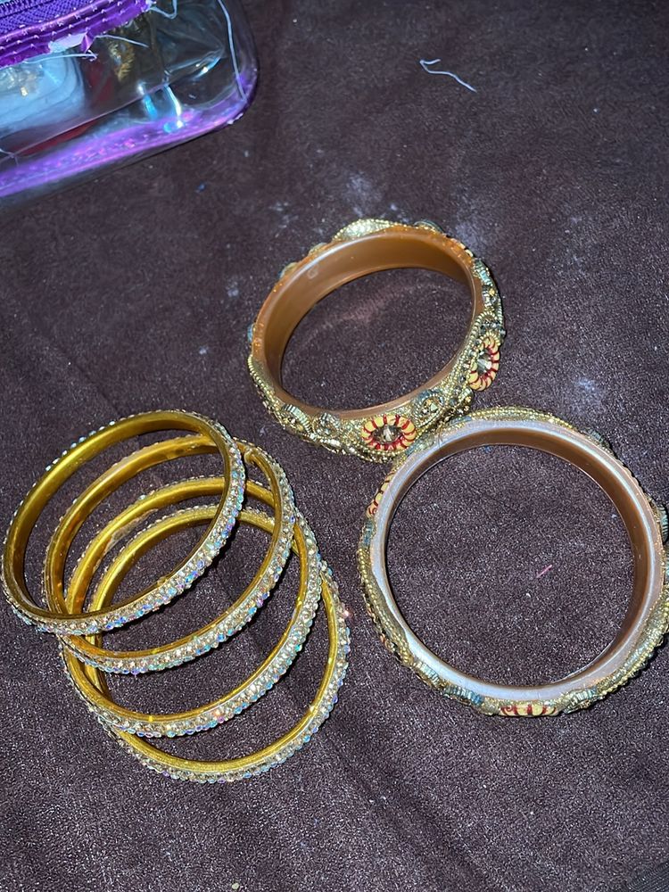 2 Set Of Ethnic Gold Bangles