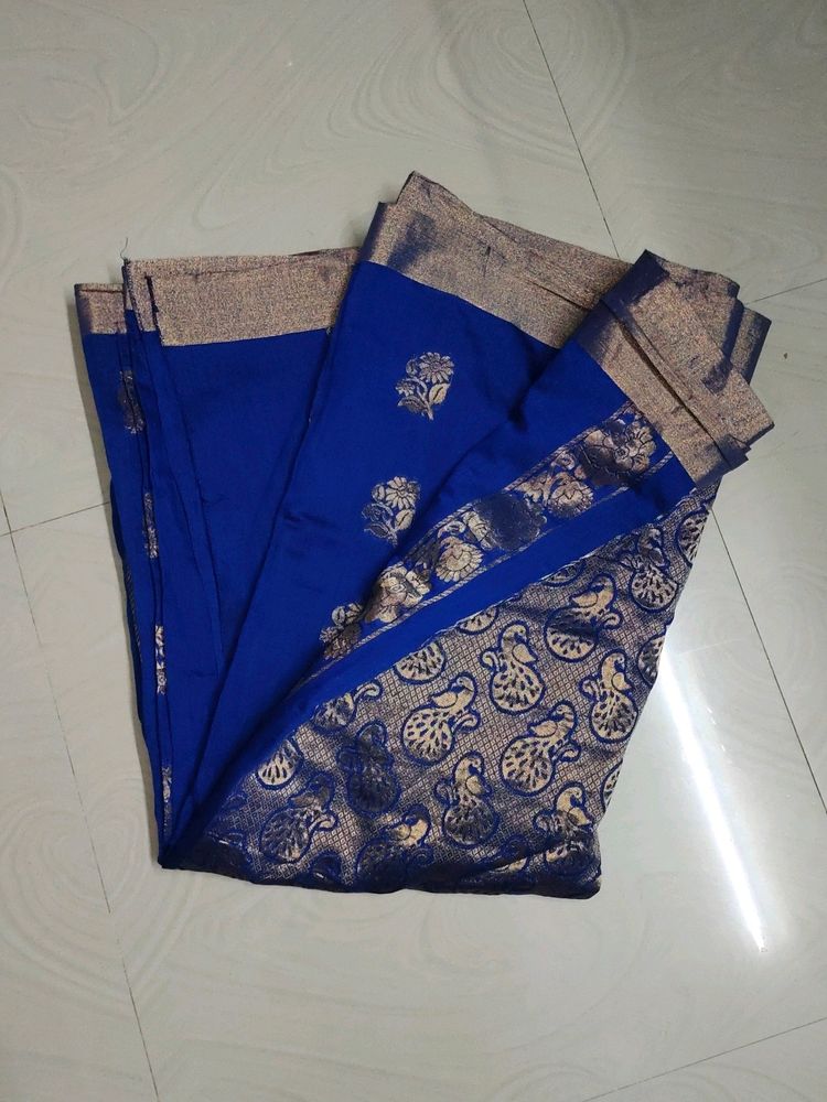 Blue Colour Fancy Pattu Sarees