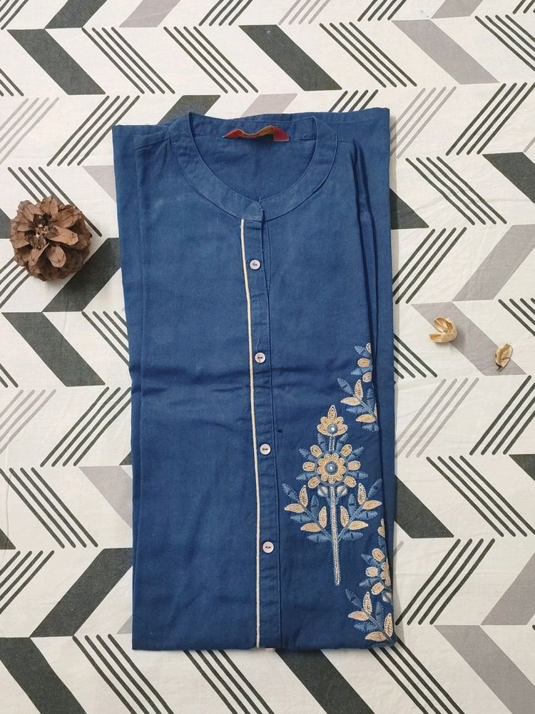 New Blue 3/4 th Sleeves Kurta