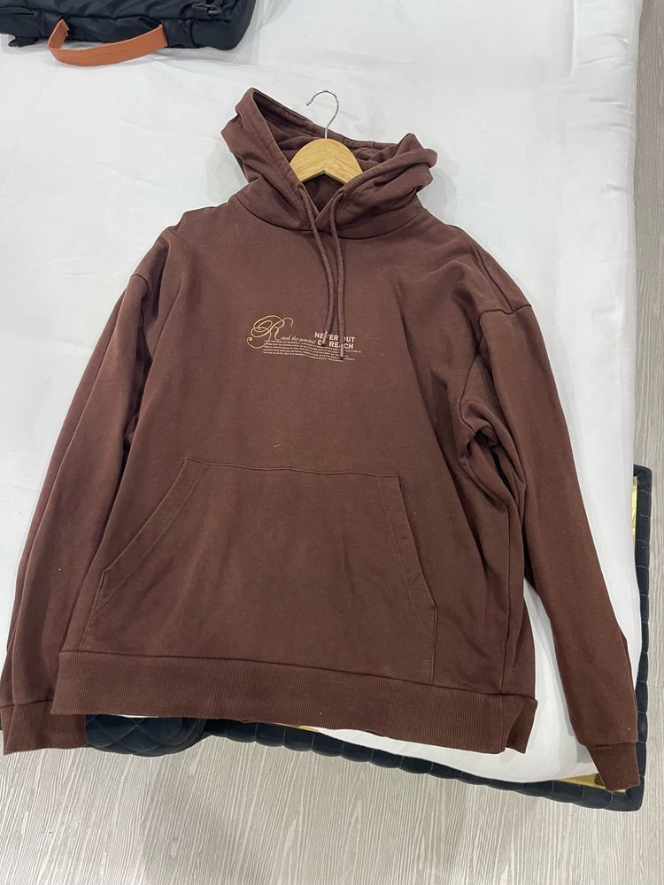 Zara Brown Slogan Print Hoodie