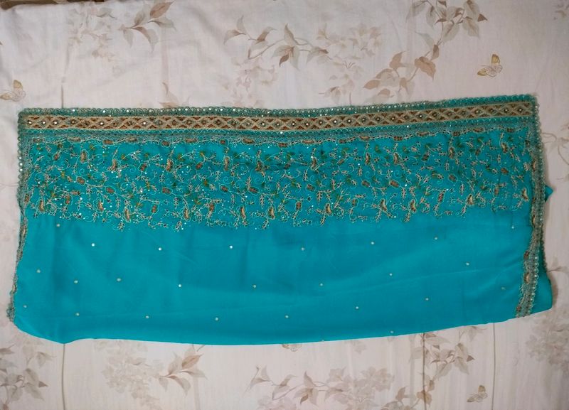 Peacock Green With Work Design Saree