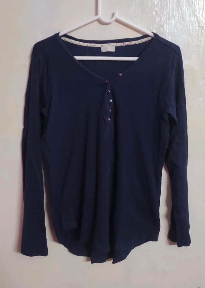 Ribbed Dark Blue Top