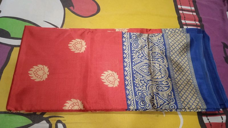 New Saree Red And Blue