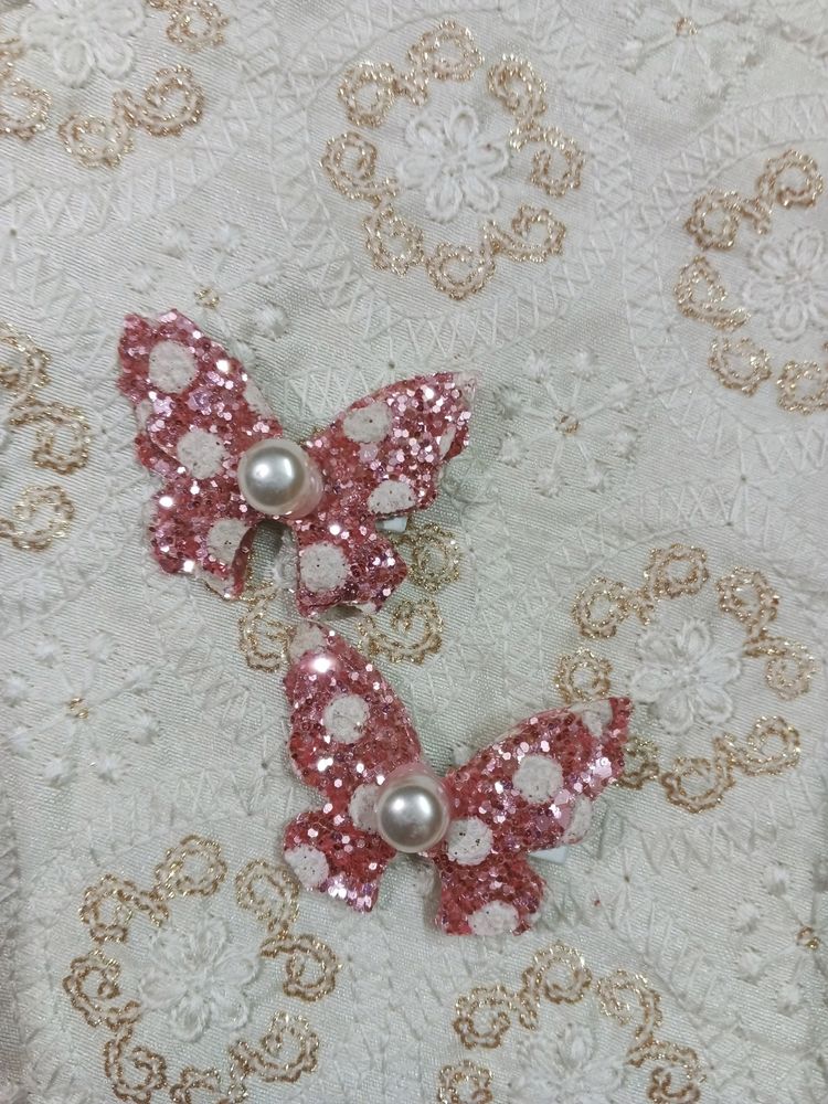 Pink Butterfly And Bow Pins