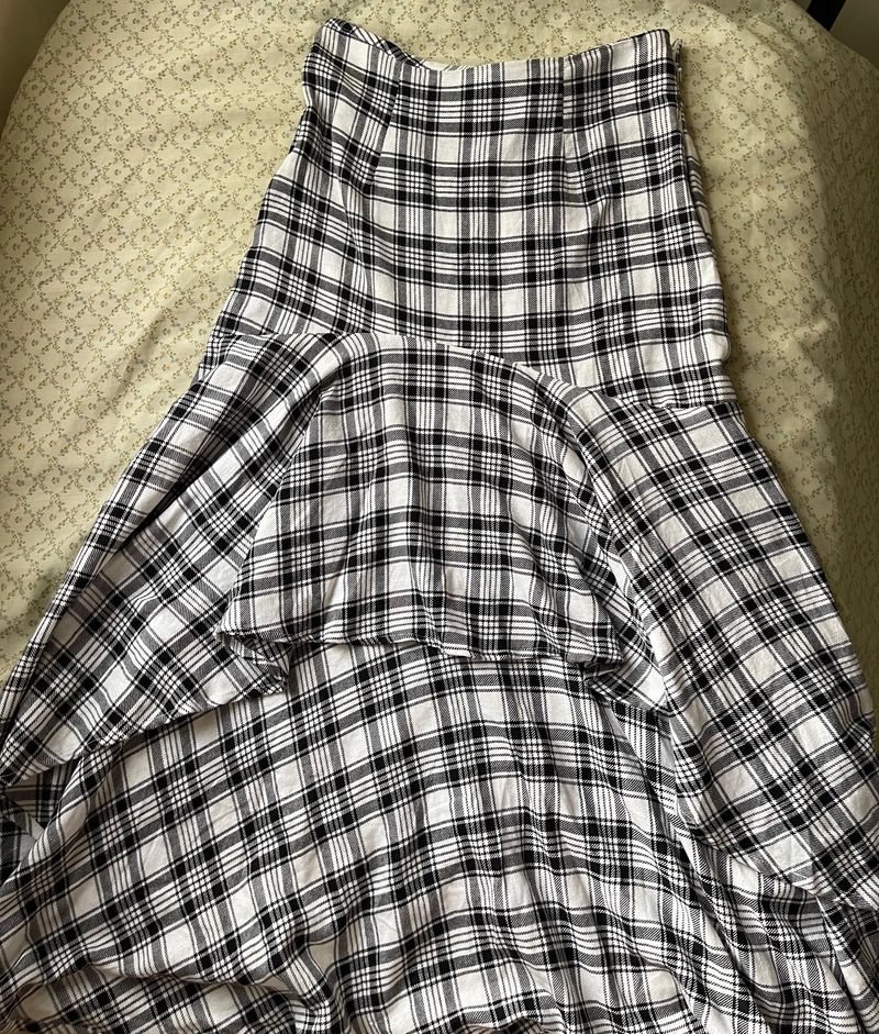 Checkered High Low Skirt