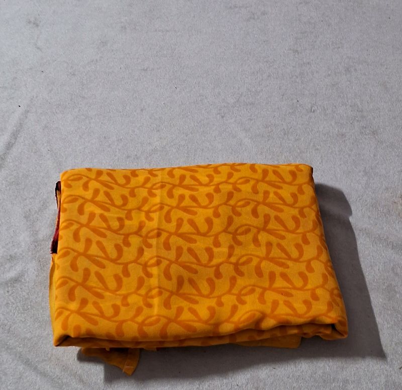 Yellow-Orange georgette Saree