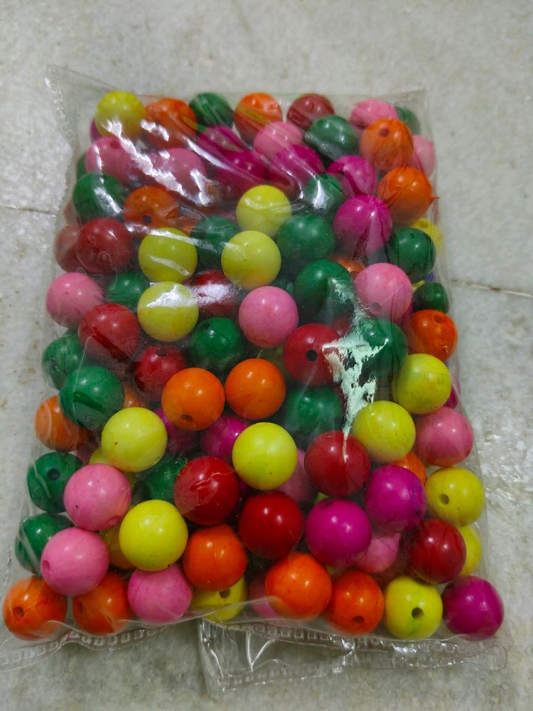 Multi Colour Plastic Beads 200 Gram 14 Mm