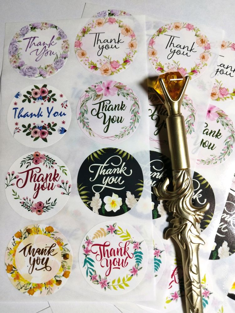 💐50 Pcs Floral Design Thank You Sticker