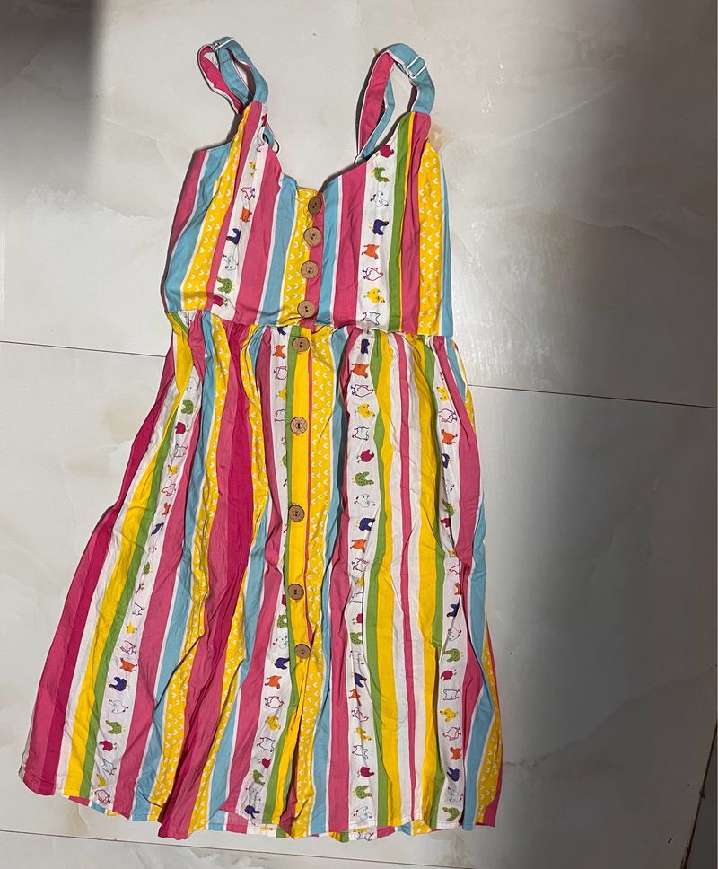 Multicolor Cotton Strappy Dress