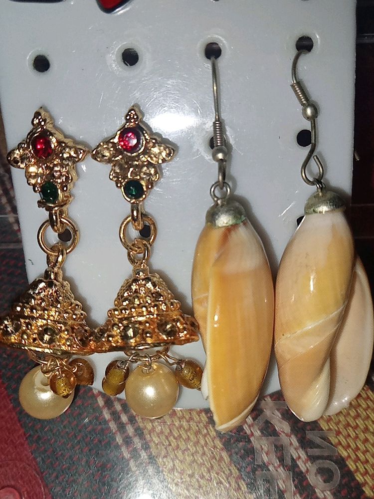 3 Pair Of Earrings Trend And Traditional😻 Unused�