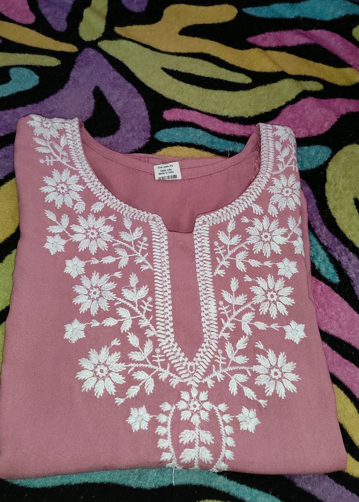 Chikankari Kurti Short Length Totally New