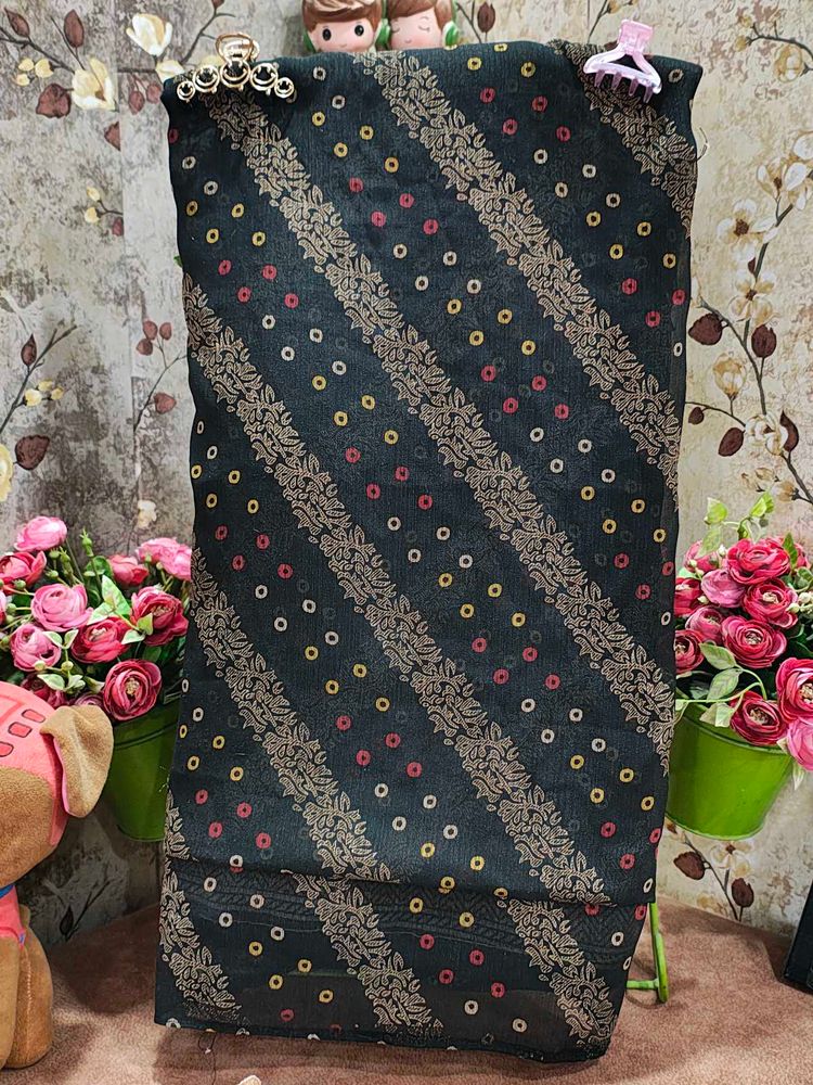 Black Leheriya Saree, All Over