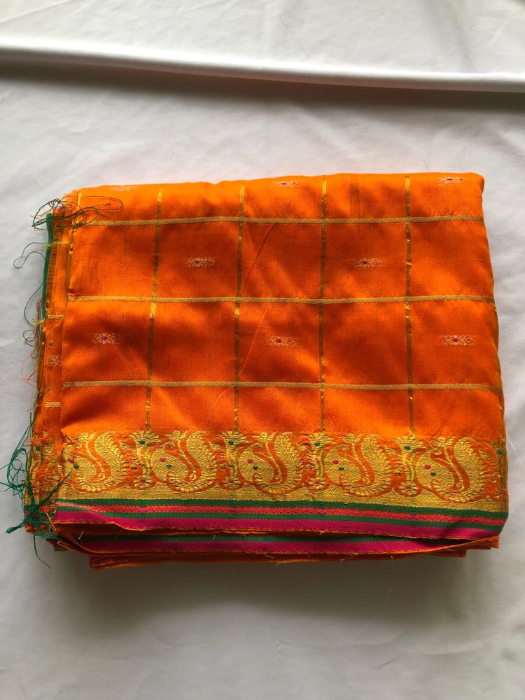 New Orange Checks Saree