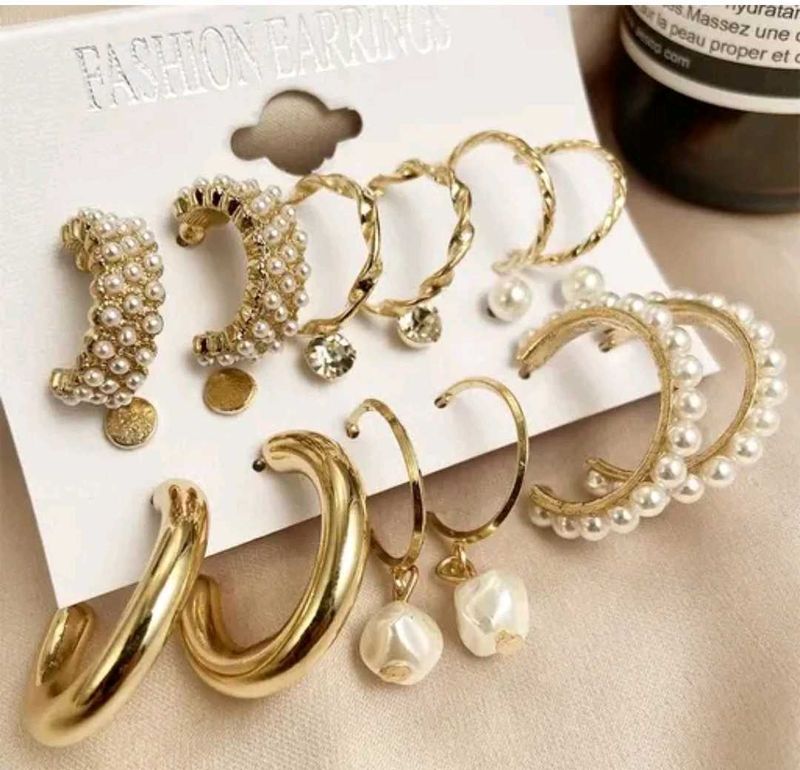 Stylish gold Plated earrings For Girls (Pack Of 9)