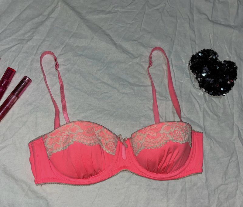 Neon Pink Lace Bra