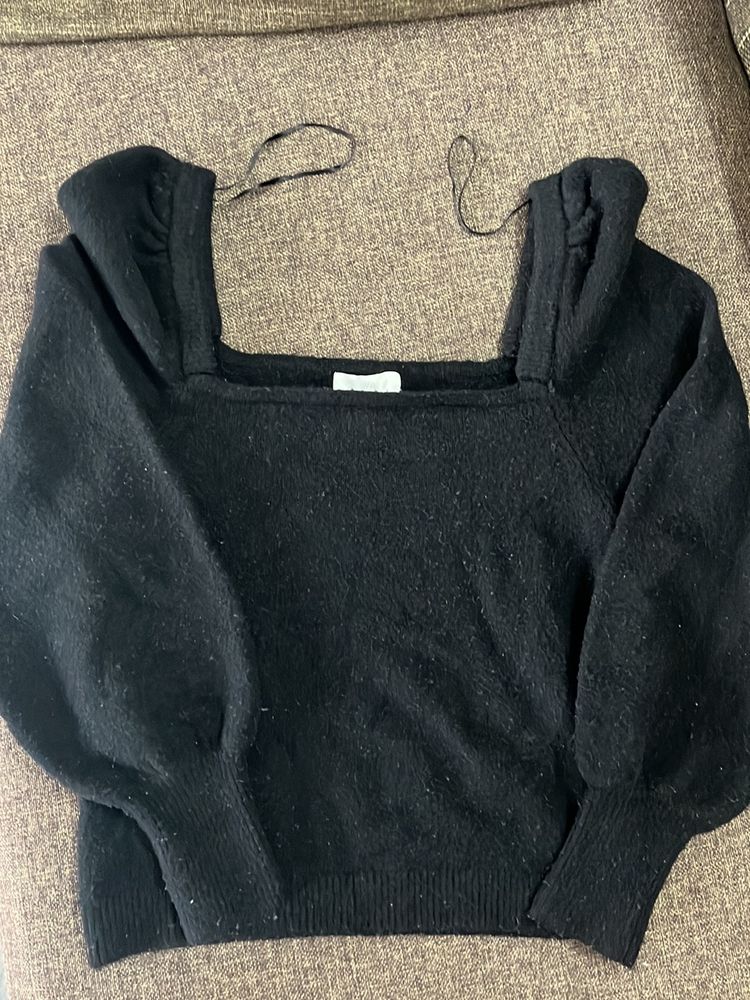 H&M Sweater Top With Puff Sleeves