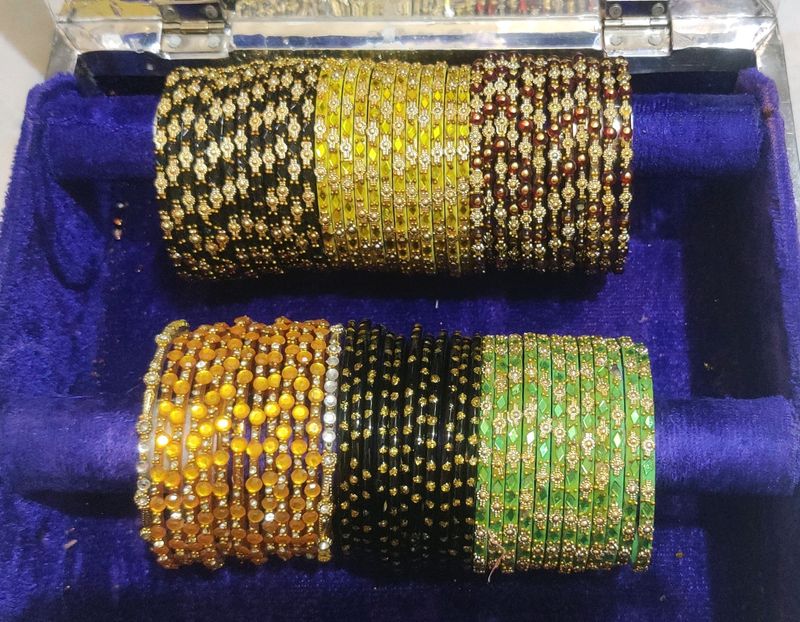 6 Sets Of Glass Bangles Bangle Set