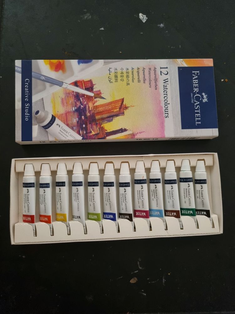 FABER CASTELL WATER COLOURS PAINT SET OF 12