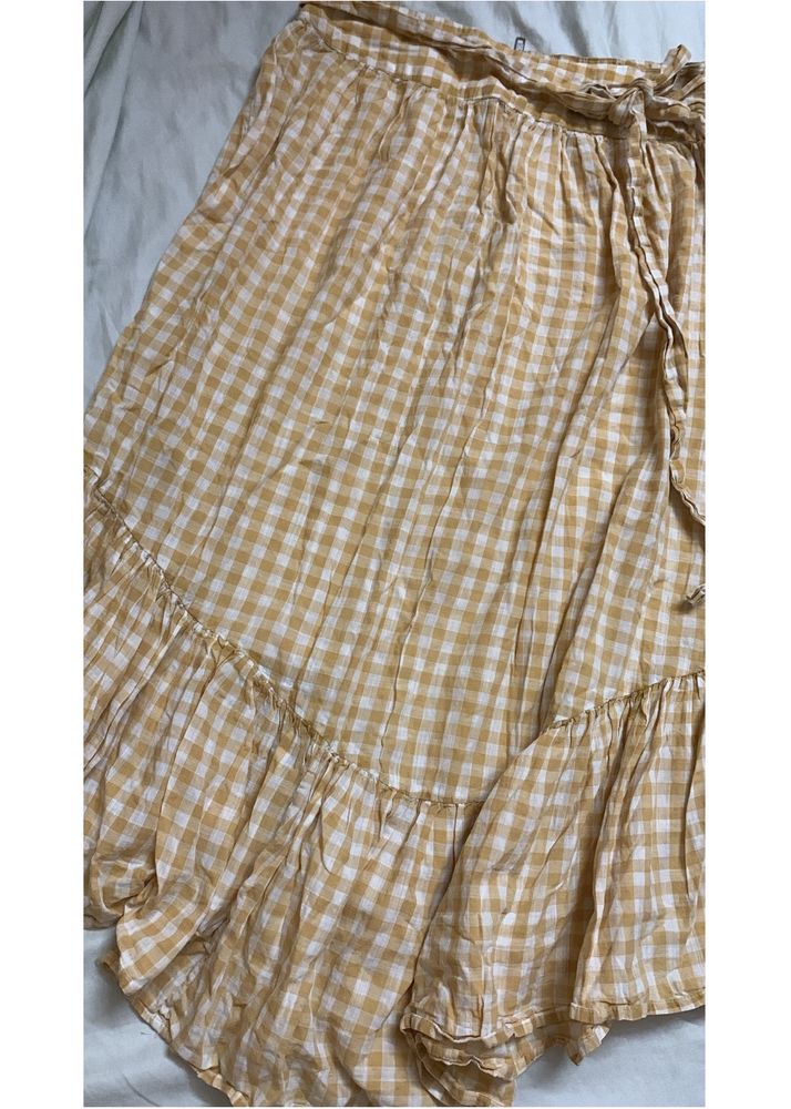 Gingham print Skirt (Yellow)