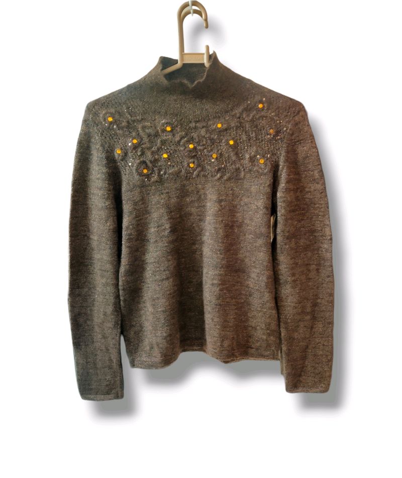 Turtle Neck Coffee Brown Sweater (Women)