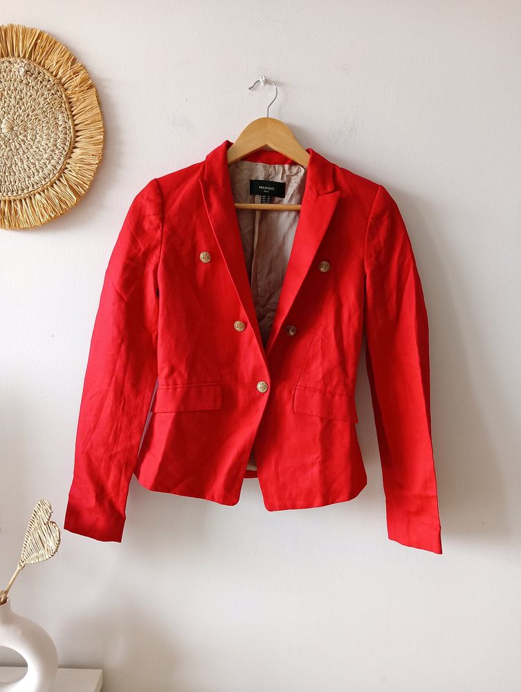 Mango Suit Formal Red Blazer