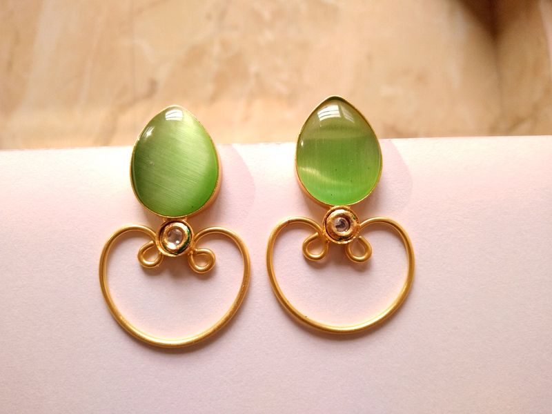 Green Brass Earrings