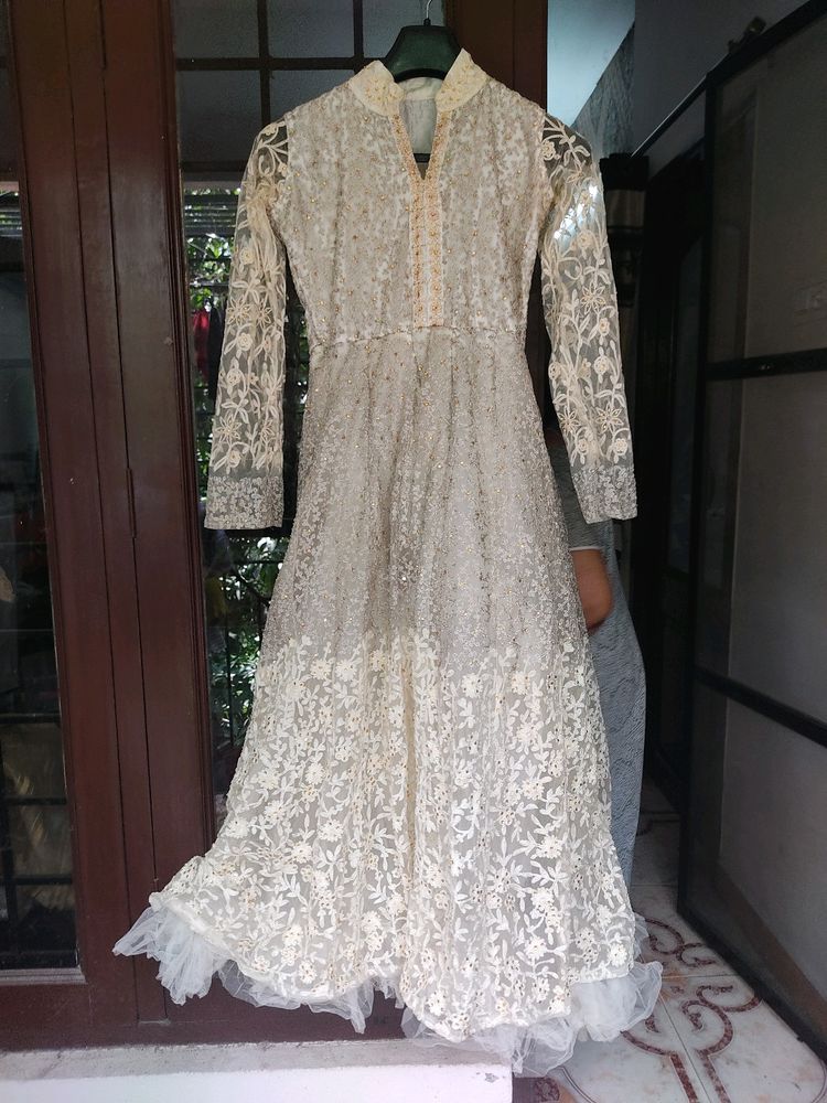 Embroidered Net Gown