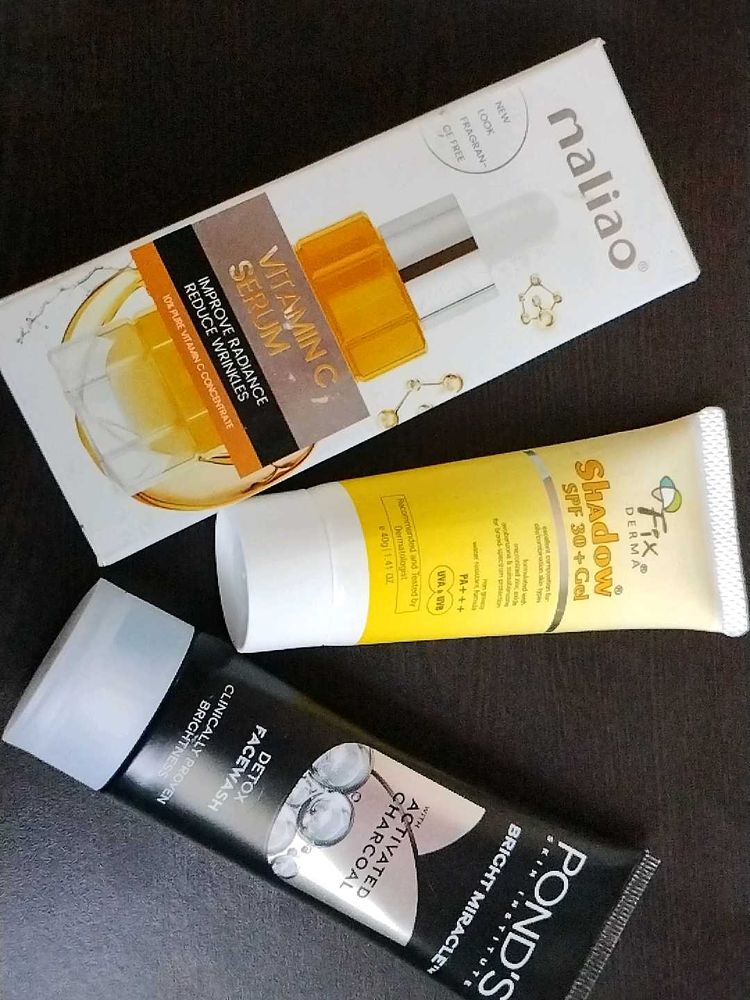 VitaminC Serum, FixDerma Sunscreen Ponds Face Wash