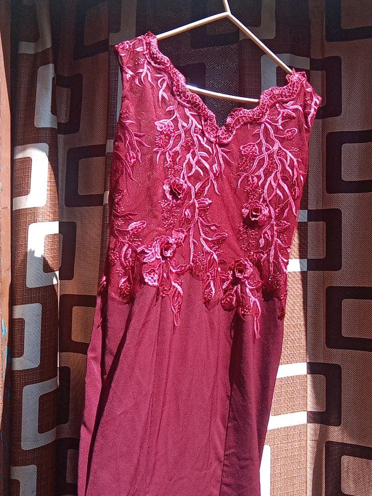 Mermaid Maroon Long Dress