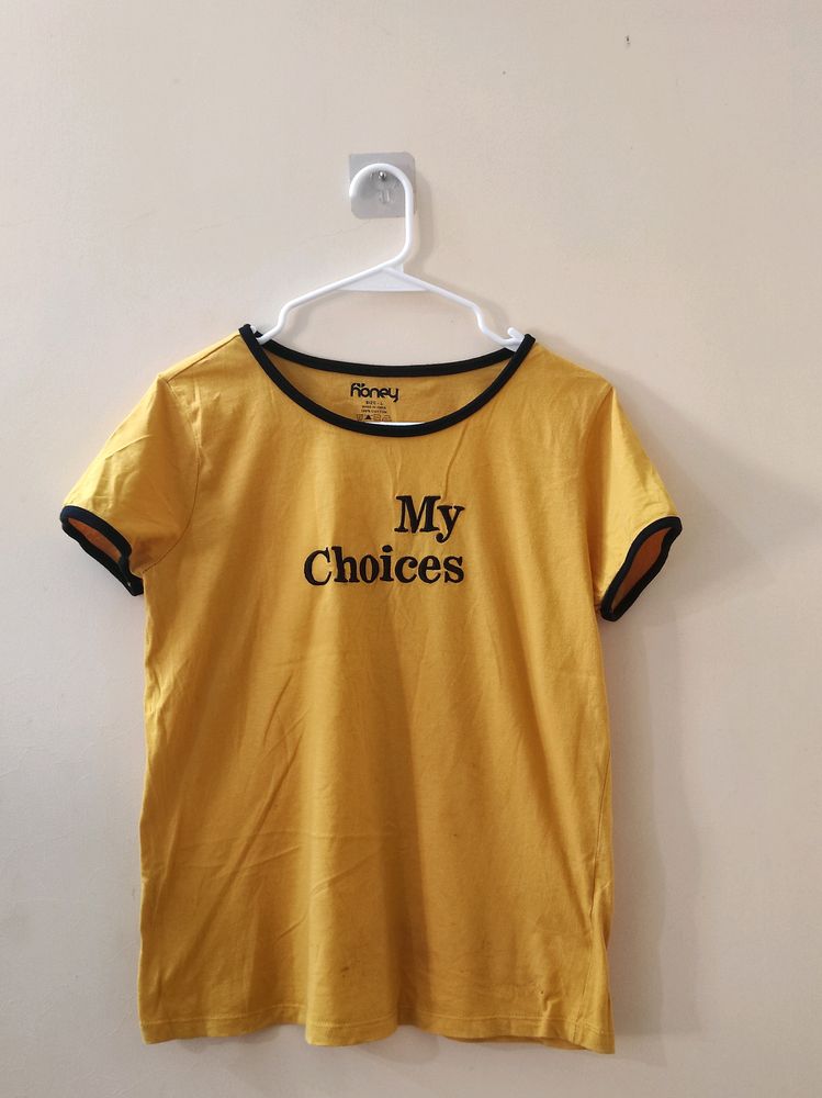 Pantaloons Yellow T-shirt Size L