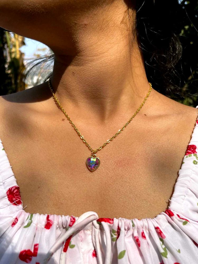 Heart Pendant With Rainbow Shine