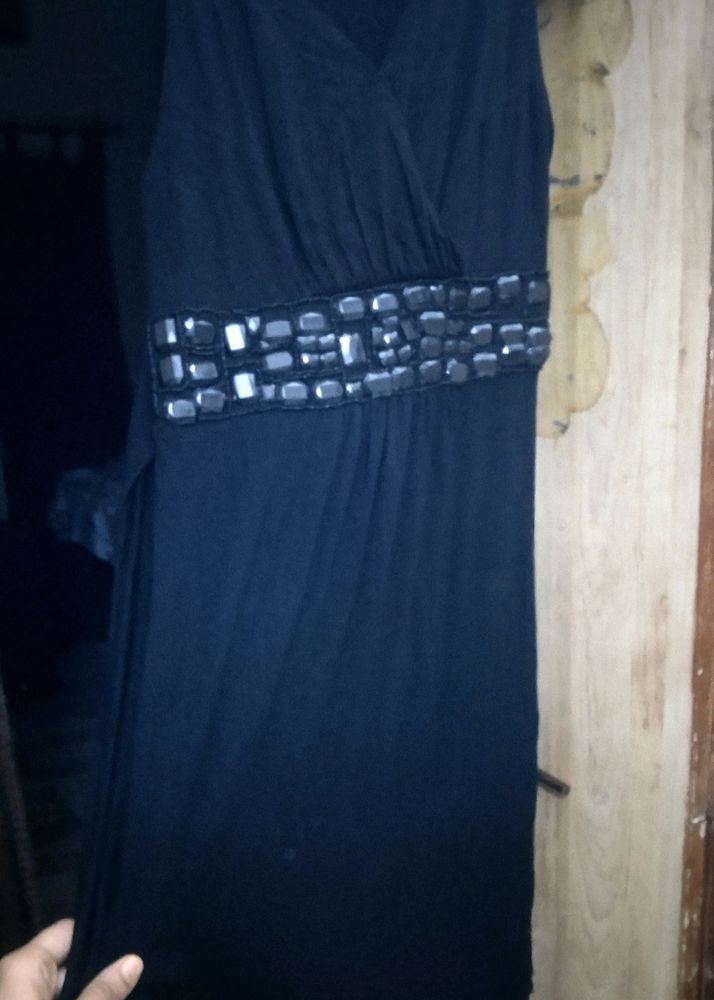 Black Stone Studded Party Dress